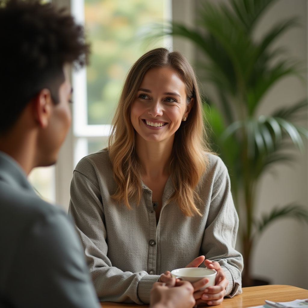 Pesquisador conduzindo entrevista etnográfica com consumidor em ambiente natural